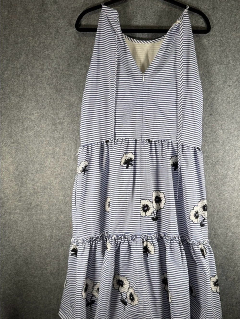 Eliza J Blue Striped Floral Tiered Midi Dress - Picture 8 of 9